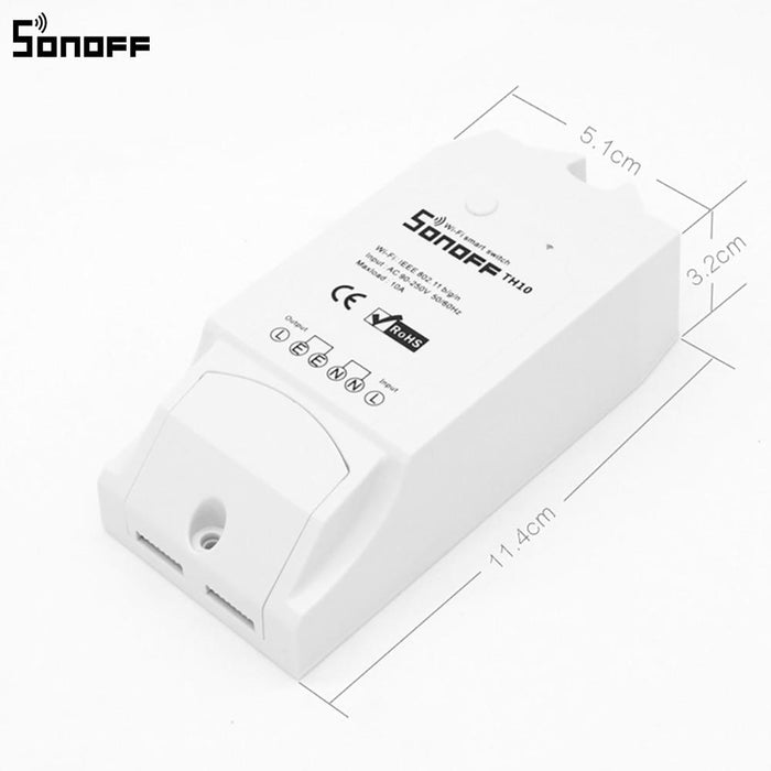 Smart Wi-Fi switch Sonoff TH16, 16A 2200W, with a sensor for temperature and humidity