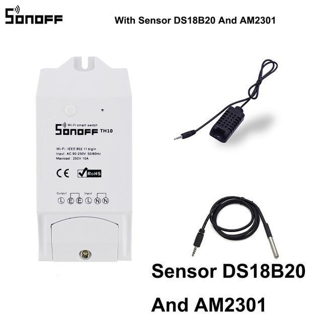 Smart Wi-Fi switch Sonoff TH16, 16A 2200W, with a sensor for temperature and humidity