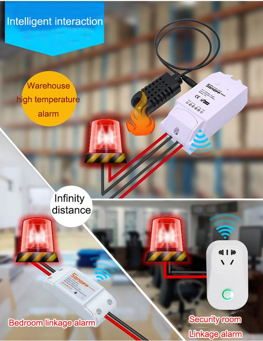 Smart Wi-Fi switch Sonoff TH16, 16A 2200W, with a sensor for temperature and humidity