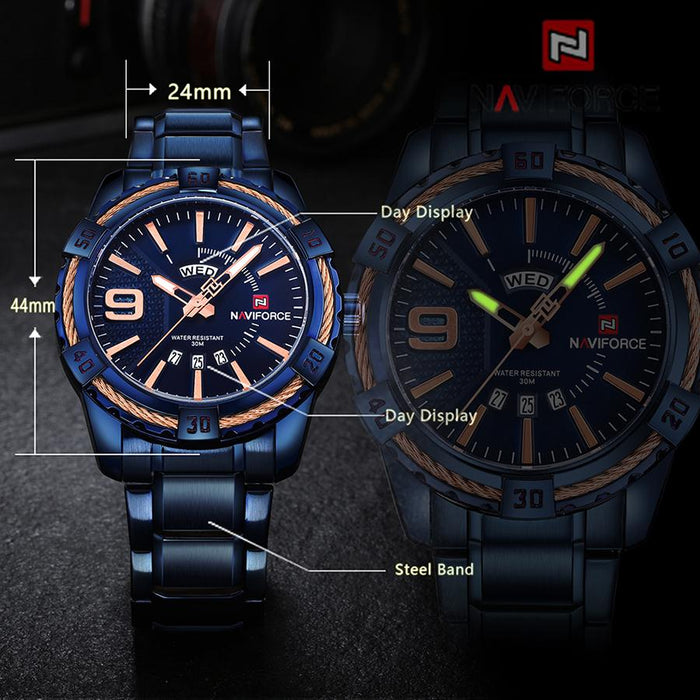 Waterproof male quartz watch NAVIFORCE 9117