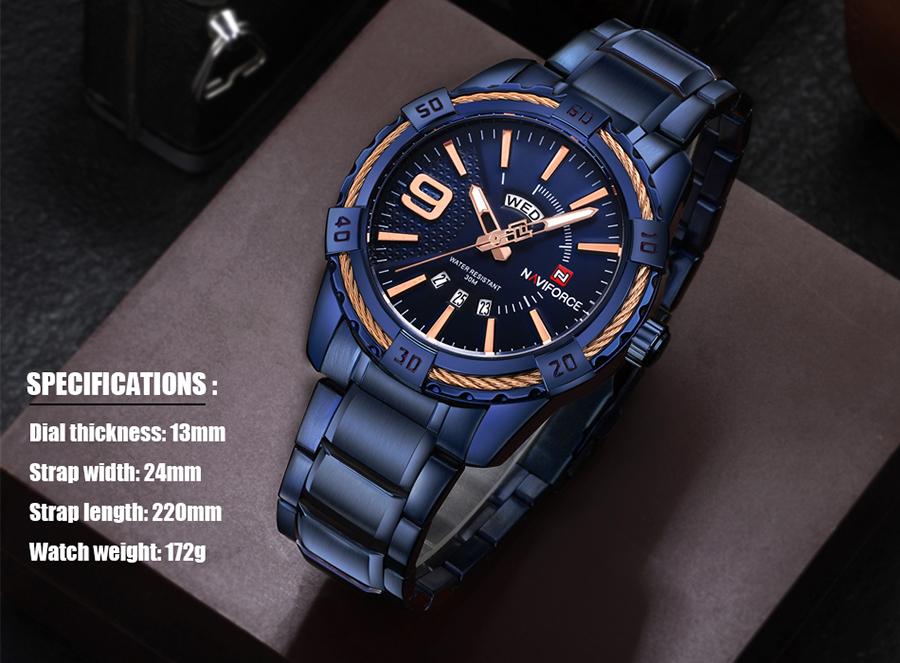 Waterproof male quartz watch NAVIFORCE 9117