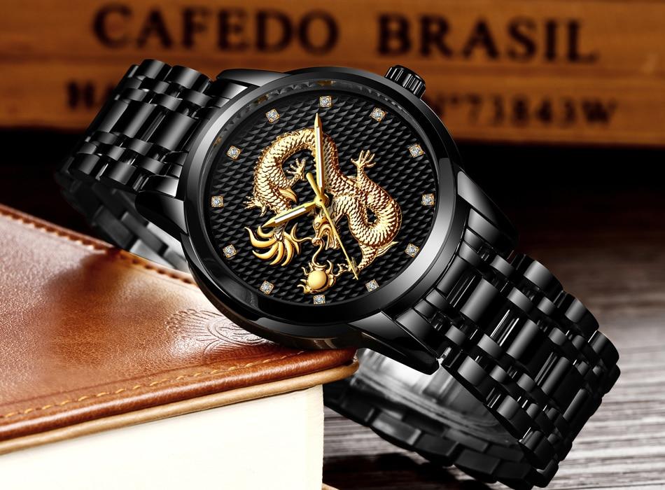 Waterproof male quartz watch LIGE 9850