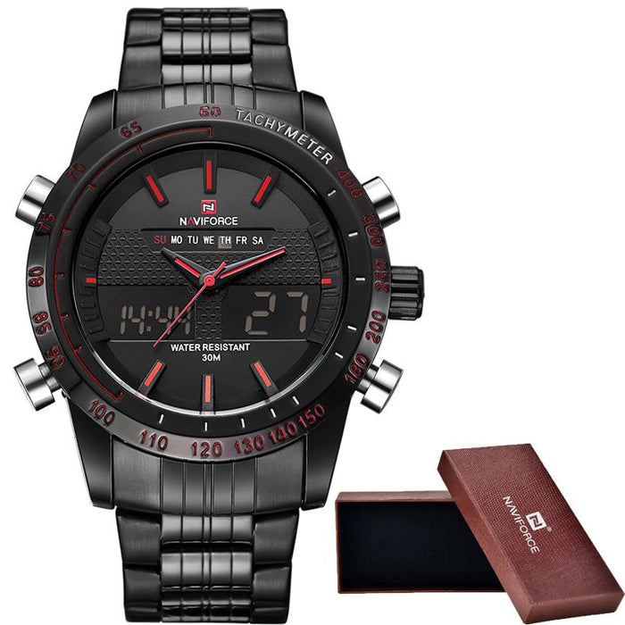 Waterproof male quartz watch with dual display NAVIFORCE 9024