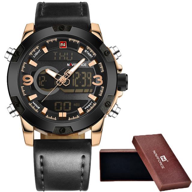 Waterproof male quartz watch with dual display NAVIFORCE 9097