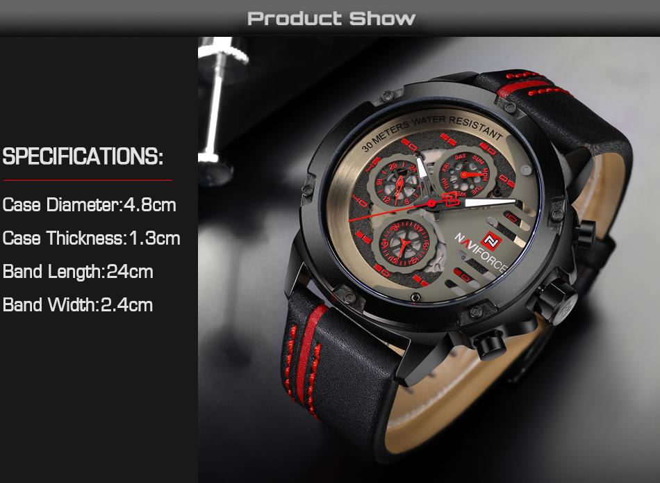 Waterproof male quartz watch NAVIFORCE 9110