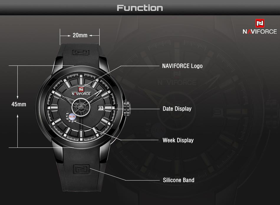 Waterproof male quartz watch NAVIFORCE 9107