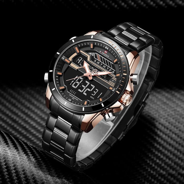 Waterproof male quartz watch with dual display NAVIFORCE 9133