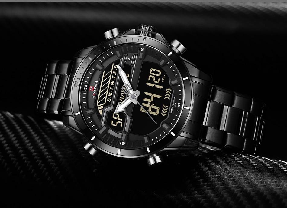 Waterproof male quartz watch with dual display NAVIFORCE 9133