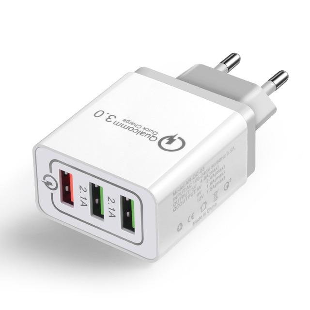 Smart adapter Qualcomm 3.0 Quick Charge with three ports 3A, 2.1A