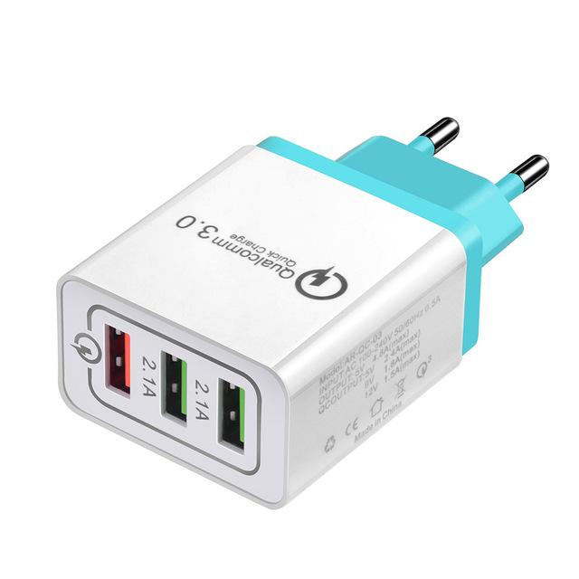 Smart adapter Qualcomm 3.0 Quick Charge with three ports 3A, 2.1A