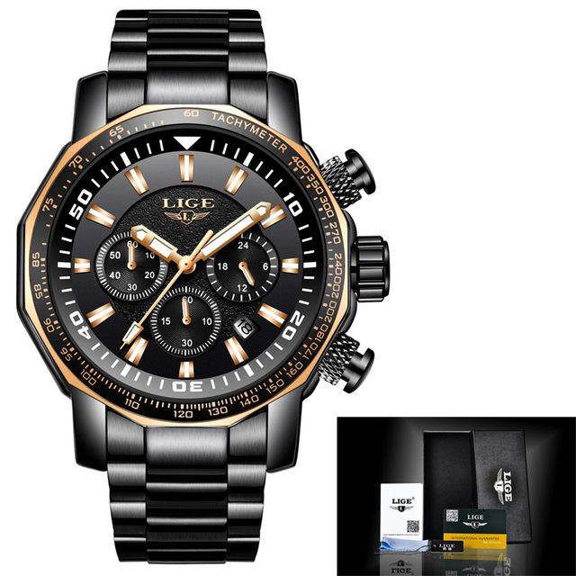 Waterproof male quartz watch LIGE 9871