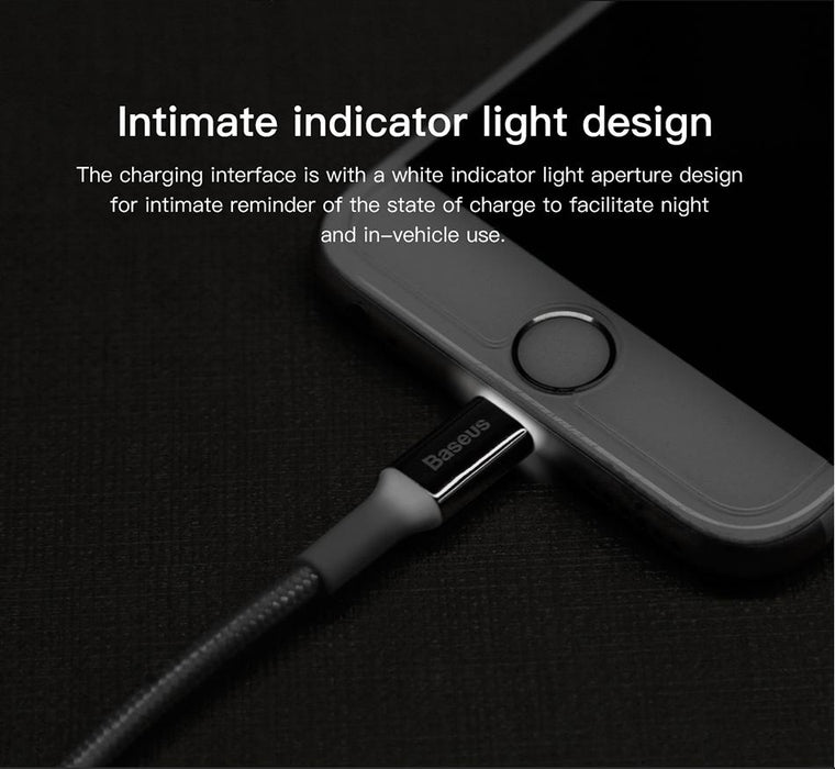 Luminosity LED charging cable Baseus 8pin for iPhone 5/6/7/8 / X / XS / XR, 25cm, 1m, 1.5m, 2m