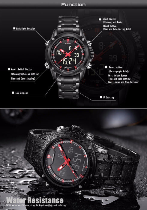 Waterproof male quartz watch NAVIFORCE 9050