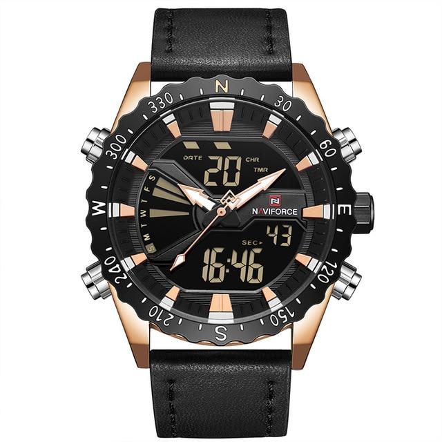 Waterproof male quartz watch with dual display NAVIFORCE 9136