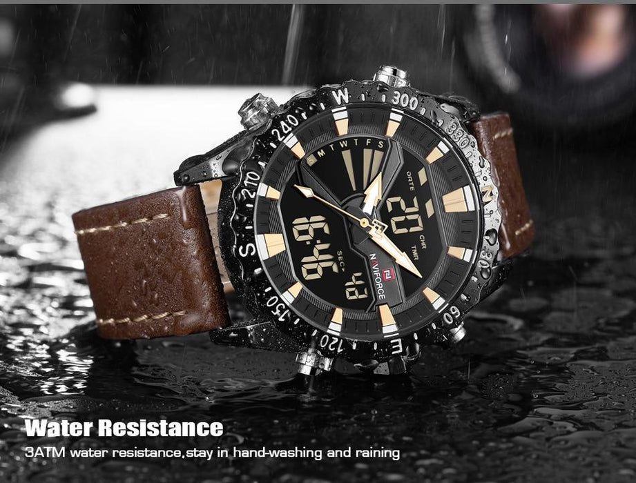 Waterproof male quartz watch with dual display NAVIFORCE 9136