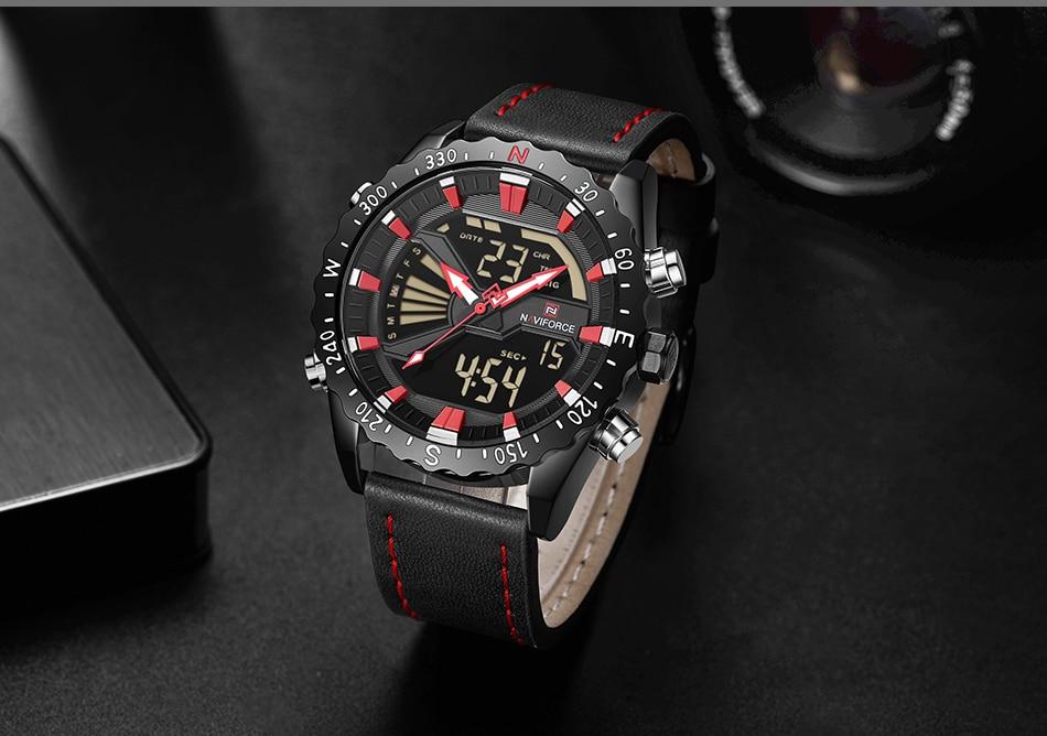 Waterproof male quartz watch with dual display NAVIFORCE 9136