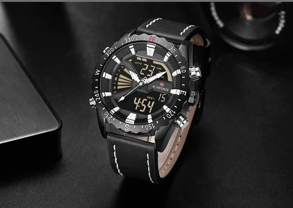 Waterproof male quartz watch with dual display NAVIFORCE 9136