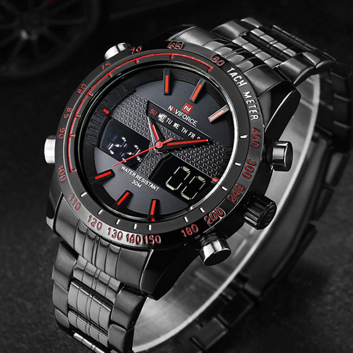 Waterproof male quartz watch with dual display NAVIFORCE 9024