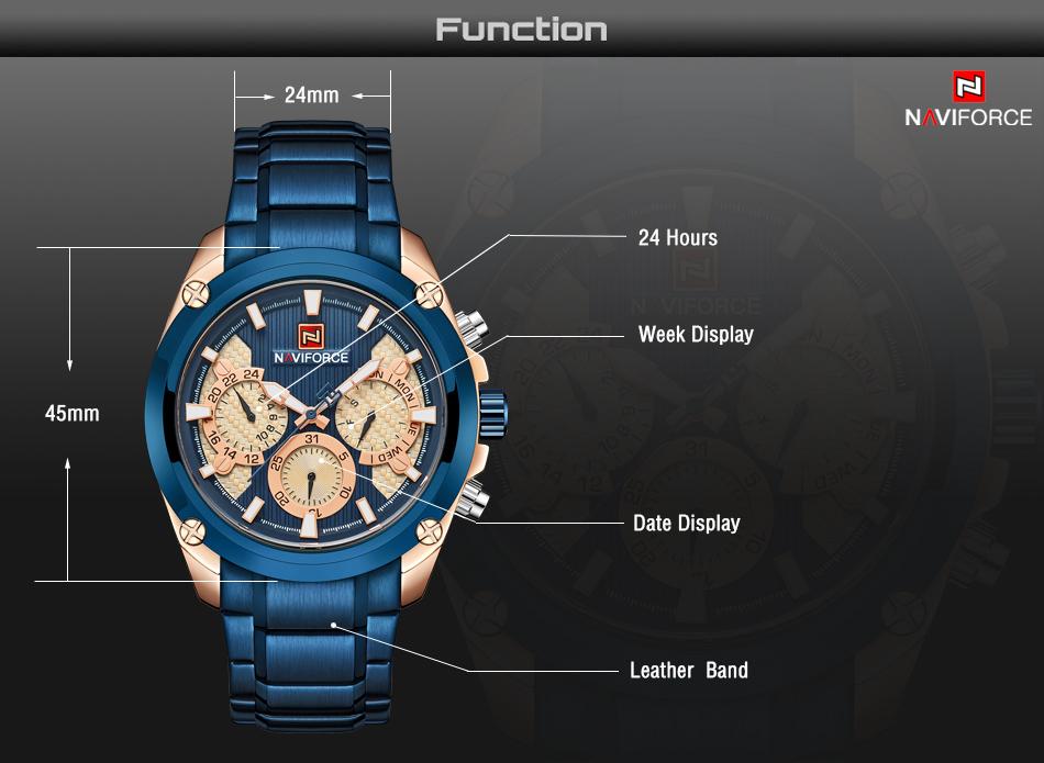 Waterproof male quartz watch NAVIFORCE 91,139