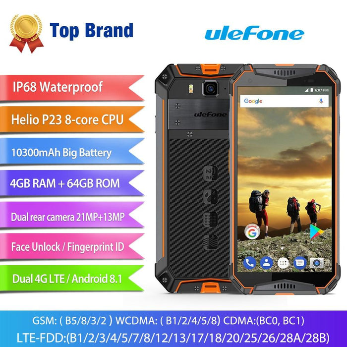 Smartphone Ulefone Armor 3, IP68 Waterproof, Android8.1, 4GB + 64GB, 21MP, 10300mAh