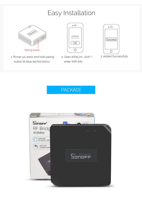 Smart RF Transmitter Sonoff Bridge of Wifi signal to 433Mhz