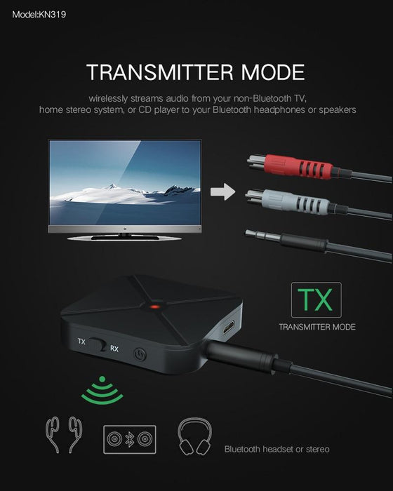 2in1 Bluetooth Transmitter and Receiver for TV, computer or car