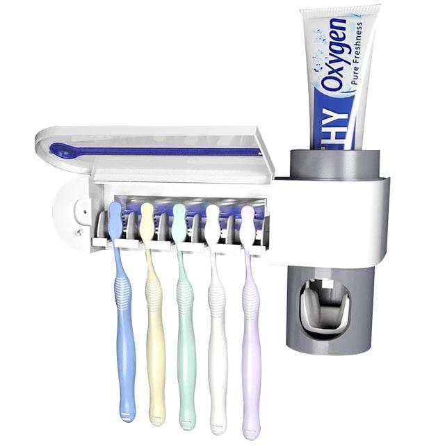 2 in 1 household bathroom set - UV sterilizer toothbrush and dispenser for toothpaste