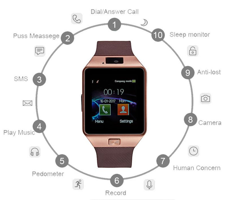 Smart watch DZ09 Bluetooth SIM, SD card